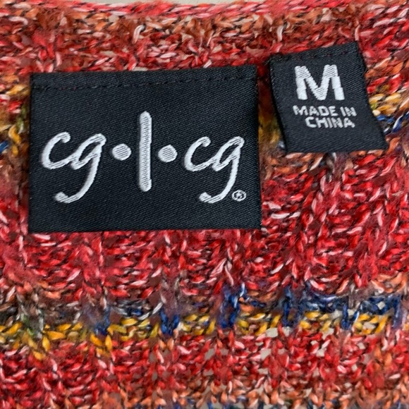 Rainbow Knit Y2k Open Knit Scoop Neck Long Sleeve Funky Pullover Sweater Medium - Picture 5 of 7